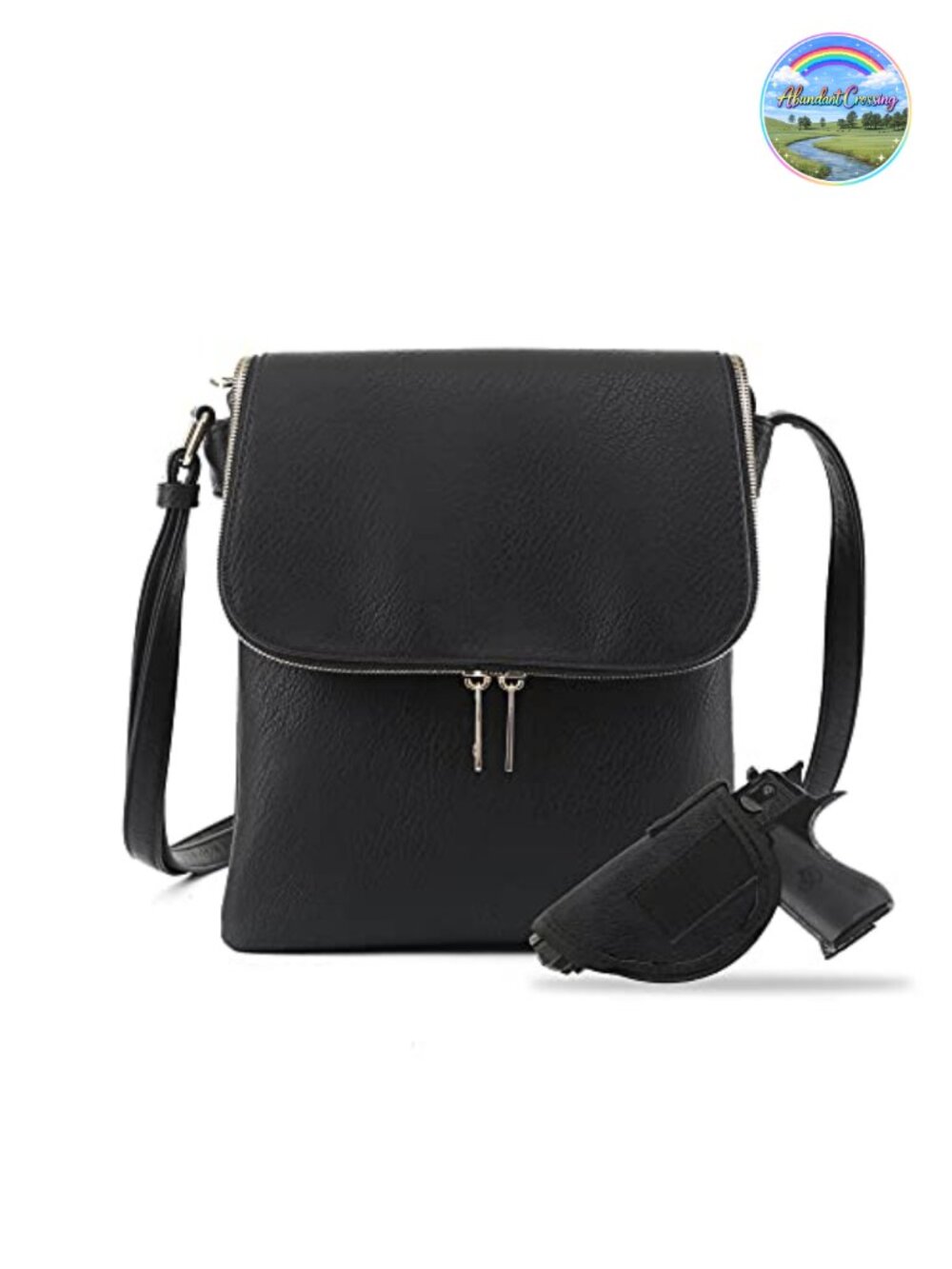 Concealed Carry Crossbody Bag with Lock and Key Vegan PU Leather
